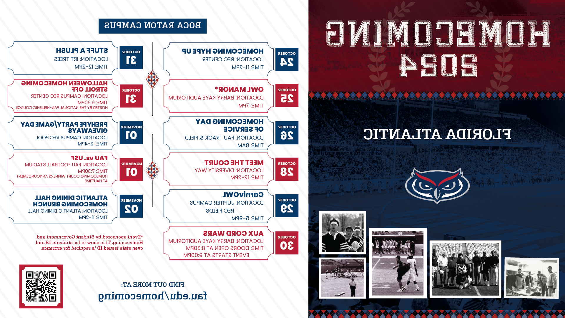 Schedule for Homecoming at Florida Atlantic